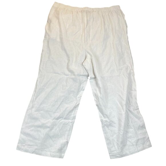 Jessica London Womens Pants 26W White Linen-Blend Wide Leg Casual Pull On Summer - Picture 2 of 10